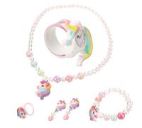 KOMBIUDA Unicorn Jewelry for Little Cute Silicone Necklace Bracelet Ring Earrings Slap Wristwatch Lightweight Easy to Wear Party Favor