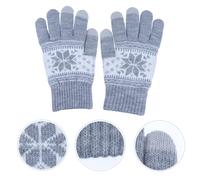 KOMBIUDA Unisex Winter Touch Screen Gloves Warm Knitted Full Finger Snowflake Pattern Windproof Gloves for Commuting Driving Outdoor Sports with Soft Comfortable Fit
