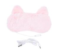 KOMBIUDA USB Heated Eye Mask Hot Compress 3D Flannel Pp Material USB Heating Dry Pink Comfortable Protective Blinder for Home Before Going to Bed