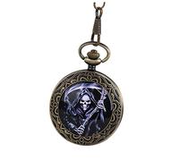 KOMBIUDA Vintage Bronze Pocket Watch with Mechanical Movement and Roman Numerals Dial Retro Timepiece with Practical Chain Clip Elegant Antique Men and Women