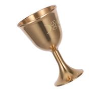 KOMBIUDA Vintage Copper Goblet Altar Cup for Water Offering Capacity Brass Chalice with Traditional Triquetra Design Decorative Metal Craft Cup for Buddhist Worship and Ritual Ceremonies
