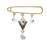 KOMBIUDA Vintage Evil Eye Brooch Pin with Dangle Charms Blue Scarf Lapel Pin for Wedding Party Prom Festival Decorative Accessory for Clothes Jackets Bags Unique Gift for Women Men