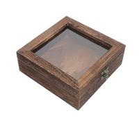 KOMBIUDA Vintage Flip Type Wooden Specimen Case with Transparent Lid Retro Style Small Jewelry Storage Box for Butterfly Display Durable Dustproof Solid Box