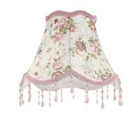 KOMBIUDA Vintage Fringe Lamp Shade Base for Table Lamps Small Pink Traditional Bedside Light Cover with Bracket Easy Installation for Desktop and Indoor Use