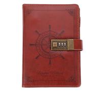 KOMBIUDA Vintage Pu Locking Diary Notebook with Combination Code, Retro Brown Notepad for Writing and Travel, Secure Journal Book for Students and Office Use
