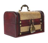 KOMBIUDA Vintage Wooden Treasure Box with Retro Lock Compact Desktop Storage Organizer for Jewelry Trinkets and Collectibles Space-saving Decorative Case for Home and Office Use
