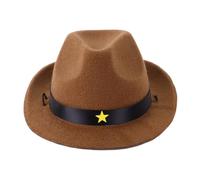 KOMBIUDA Wear-resistant Dog Hat Decorative Puppy Accessory Polyester Pet Cowboy Cap Stylish Brown Five-point Star Design Lightweight Comfortable for Dogs and Cats