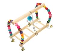 KOMBIUDA Wear-resistant Wooden Bird Swing for Parrots Household Hanging Stand Sturdy Perch with Colorful Beads Decorative Cage Accessory for Parakeets Cockatiels and Small Birds