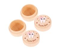 KOMBIUDA White Ceramic Toothbrush Holder with 2pcs Wooden Baby Tooth Storage Boxes Reliable and Portable Modern Simple Elegant Aesthetic Small Wood Case