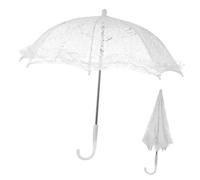 KOMBIUDA White Lace Parasol Umbrella with Ergonomic Handle, Multi-functional Wedding Dress up Accessory, Elegant and Classic Design for Bridal Photoshoot and Celebration
