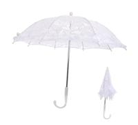 KOMBIUDA White Lace Umbrella with Ergonomic Handle and Multi-functional Design, Elegant and Classic Parasol for Stage Performance and Photo Props in Wedding or Special Events