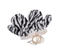 KOMBIUDA Winter Gloves for Women with Zebra Print Thick Fleece-lined Mittens String Warm and Cozy for Outdoor Riding Walking and Snow Activities