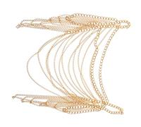 KOMBIUDA Women Body Chain Jewelry for Beach Bikini Party Gold Aluminum Double Shoulder Chain with Tassels Stylish Chest Accessory for Nightclub Prom Festivals and Summer Events
