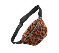 KOMBIUDA Women Leopard Print Faux Fanny Pack Slanting Chest Bag Zipper for Phones Lightweight Tassel Design for Festivals Shopping and Daily Use