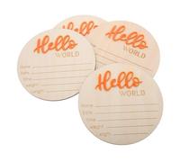 KOMBIUDA Wooden Birth Announcement Card Round Welcome Sign for Shower Prop Progress Card for Newborn Girl Boy Nursery Photo Prop