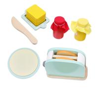 KOMBIUDA Wooden Bread Maker Set for Pretend Role Play Kitchen Appliance Early Learning Interactive Playhouse Boys and Stimulating Imagination and Communication