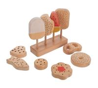 KOMBIUDA Wooden Kitchen Play Set for Pretend Play Ice Cream Donut Egg with Smooth Finish Educational Food Sorting Color Recognition for Boys