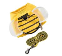 KOMBIUDA Yellow Bee Pattern Pet Vest Harness Set with Thick Rope Leash Breathable Puppy Chest Strap for Dogs Lightweight Soft Mesh for Comfortable Walks and Night Visibility