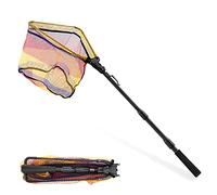 KOMCLUB Telescopic Fishing Landing Net Foldable Pole of Rubber Coated Mesh
