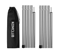 KOMCLUB Telescoping Tent Poles - Adjustable Heavy Duty Camping Poles - Thickened Stainless Steel - Set of 2 - For Tarp, Awning, Canopy, Beach Shelter, Sun Sails