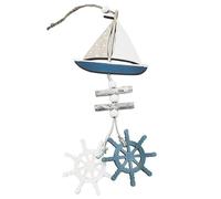 Komdndht Marine Style Wooden Pendant Ocean Wind Crafts Small Boat Innovative Accessory Wall Hanging Decoration-A