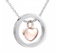 KOMEDO Free Engraving Blank Heart Urn Charm With I Love You To The Moon And Sun Back Circle Cremation Pendant Women Keepsake Jewelry