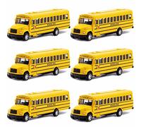 KOMENDANT 6 Pack 5.5 Inch School Bus Die-Cast Metal Toy Vehicles with Bright Yellow for Boys and Girls (6)