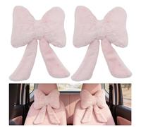 Komergave 2 Pack Pink Bow Cushions, Car Neck Pillow Preppy Stuff Soft Decorative Pink Car Accessories for Travel and Commute, Comfortable Bow Cushion Set Home Office Decor Preppy Room Decor