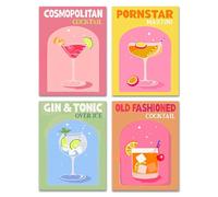 Komergave 4 Pack Cocktail Diamond Art Kits for Adults, 5D DIY Full Round Drill Diamond Painting Kits for Beginners, Paint by Numbers for Adults Gem Art Crafts for Home Wall Decor, 12x16 Inch