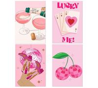 Komergave 4 Pack Cocktail Diamond Art Kits for Adults, 5D DIY Full Round Drill Diamond Painting Kits for Beginners, Paint by Numbers for Adults Gem Art Crafts for Home Wall Decor, 12x16 Inch