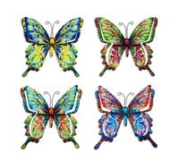 Komergave 4 Pcs Metal Butterfly Wall Decor Colorful Garden Wall Art Exquisite Durable The Butterfly Fence Ornaments Garden Decor 6.7×6.5 Inches Wall & Garden Decoration Hook-Back Design