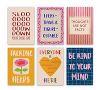 Komergave 6 Pcs Canvas Wall Art Set, Wall Decor with Inspirational Quotes, Positive Motivational Poster for Living Room Bedroom, Perfect Mental Health Gifts for Family Friends, 8x12 in Unframed