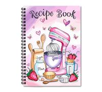 Komergave Blank Recipe Book for Own Recipes, Personalised Recipe Book, Write Your Own Recipe Book, A5 Spiral Bound Family Cookbook for 100 Recipes, Baking Gifts for Family Food Cooking Lover