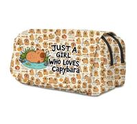 Komergave Capybara Pencil Case, Cute Pen Case with Double Compartments, Large Capacity Stationery Pouch Bag for School Office Supplies, Ideal Capybara Gifts for Capybara Lovers Women Men Boys Girls