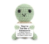 Komergave Funny Positive Turtle Gifts Emotional Support Gift Plush Handmade Cute Positive Crochet Animals Stuff with Affirmation Cards Cheer Up Gifts for Women Men Birthday Home Office Desktop Decor