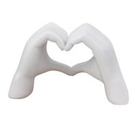 Komergave Heart Hands Sculpture - Modern Love Gesture Statue White Desktop Ornament, Ideal Ornaments for Shelves, Aesthetic Home Decor for Living Room, Bedroom, Bookshelf & Coffee Table