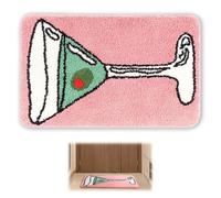 Komergave Pink Bath Mat Martini Pattern Bath Mats, 50 x 80 cm Non-Slip Bathroom Rug, Cute Bathroom Accessories, Super Absorbent & Machine Washable Rugs for Shower, Bedroom, Kitchen, Doorway