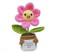 Komergave Positive Sunflower Crochet Flowers Handmade Emotional Support Knitted Flowers with Encourage Card Plant Pot Decoration for Office Desk Car Dashboard Decor Sunflower Gifts for Women Girls
