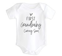 Komergave Pregnancy Announcement Onesie Bodysuit First Grandchild Baby Coming Soon Newborn Unisex Baby Bodysuit Vest Announcement and Pregnancy Reveal Gift Idea for Dad or Grandparents
