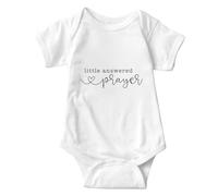 Komergave Pregnancy Announcement Onesie Bodysuit, Little Answered Prayer Newborn Unisex Baby Bodysuit Vest Cotton Short Sleeved Announcement and Pregnancy Reveal Gift Idea for Dad Grandparents