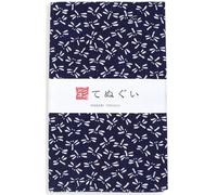 KOMESICHI irodori Japanese Traditional Towel Tenugui Dragonfly Navy Blue 12.99 x 34.64 in with Tenugui Iroha (English Manual)
