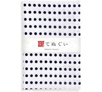 KOMESICHI irodori Japanese Traditional Towel Tenugui Navy Dot 12.99 x 34.64 in with Tenugui Iroha (English Manual)