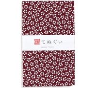 KOMESICHI irodori Japanese Traditional Towel Tenugui Sakura Brown 12.99 x 34.64 in with Tenugui Iroha (English Manual)