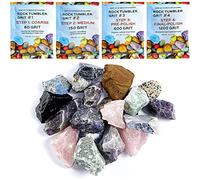 KomeStone Rough Raw Colorful Rocks & Rock Tumbler Polishing Refill Grits, High Performance Polishing Grits and Crystal Stones for Another Batch of Rocks Tumbling, Suitable for All Rock Tumblers