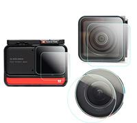 Komet Screen Protector Compatible for Insta360 ONE R/RS Adaptive Action Camera (Twin Edition) LCD + 4K Wide Angle Lens + 1-inch Edition Lens [2+2+2 Pack], Tempered Glass Protective