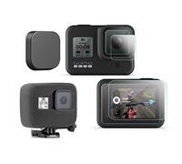 Komet Windscreen Foam + Lens & LCD Glass Screen Protector Film + Lens Cap Compatible for GoPro HERO 8 Action Camera (6 Pack)
