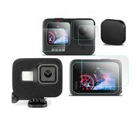 KOMET Windscreen Foam + Lens & LCD Glass Screen Protector Film + Lens Cap Compatible for GoPro HERO10/ Hero 9 Black Action Camera (6 Pack)