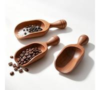 Komforbaa 3PCS Wooden Coffee Scoop, Natural Mini Measuring Spoon for Canisters Jars, Multipurpose Kitchen Scoop for Coffee Beans, Oatmeal, Powder, Bath Salt