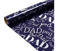 Komforbaa Bright Blue Men's Gift Wrapping Paper Roll-17In×10Ft,Mini Roll for Father's Day,Holiday,Ideas for Men,Dad-Modern Masculine Gift Wrap