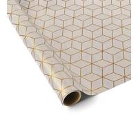 komforbaa Geometric Pattern Gift Wrapping Paper Roll, White Modern Gift Wrap Mini Roll for Birthday, Graduation, Wedding, Ideas for Adult, Business People, 17In×10Ft (43cm×3m)